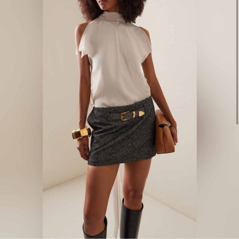 BRANDON MAXWELL The Ilana Layered 100% Silk Top in Ivory NWT
